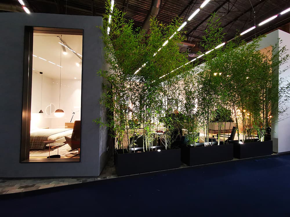 Stand Camerich sur Maison & Objet : vitrine chambre et bambous